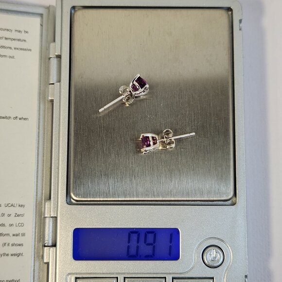NIB VTG 925 Rhodolite Garnet 1.21cts Stud Earrings - Picture 11 of 11